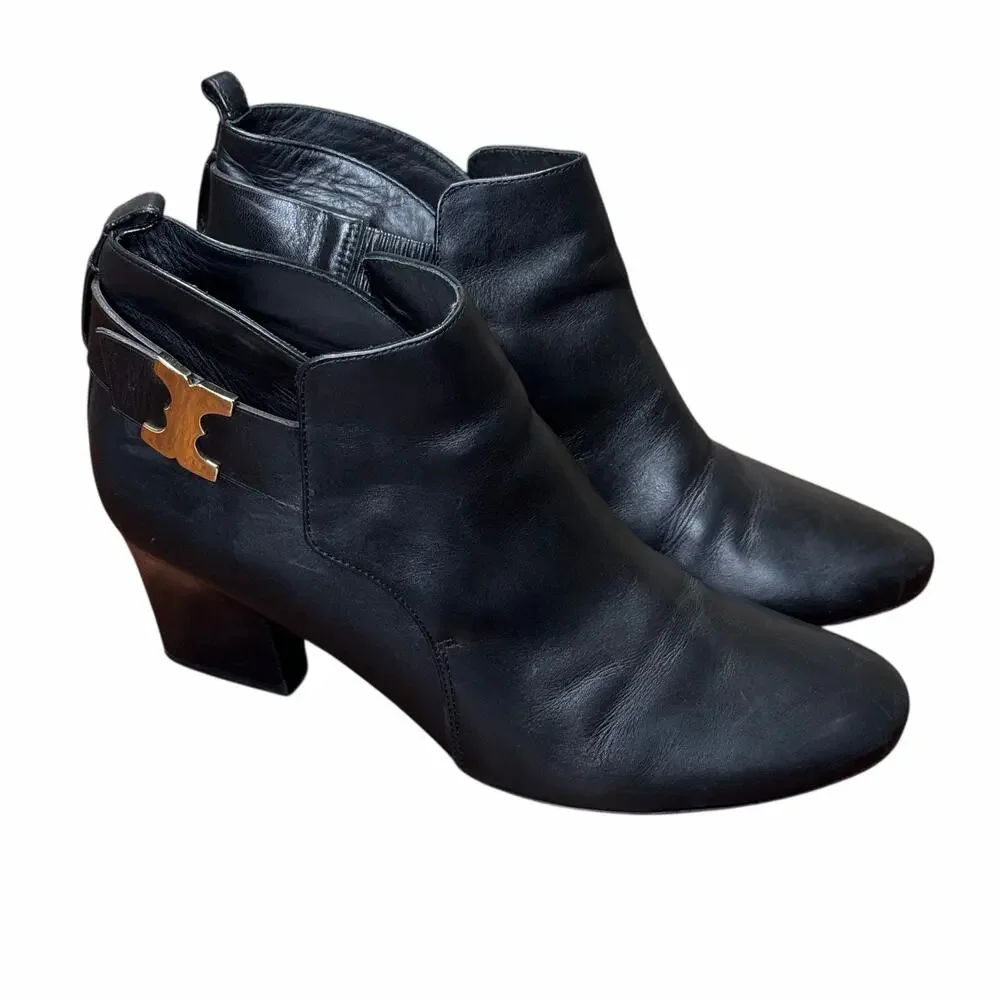Tory Burch Gemini Link Black Boots Size 10 Pre-Owned